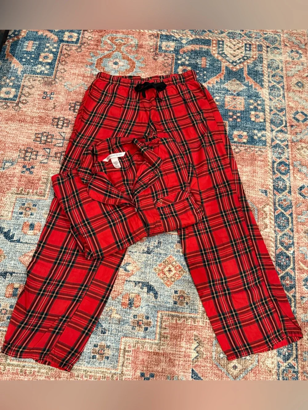 Victoria's Secret Red Plaid Cotton Pajama Set
